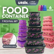 7 in 1 Set Floral Flower Print Food Container With Lids Containers Kitchenware Utensils