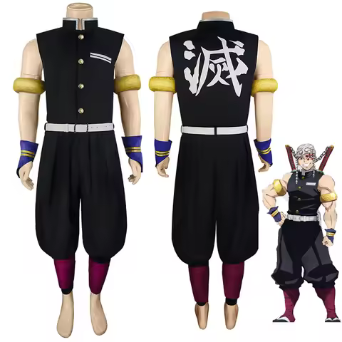 Anime Cosplay Demon Slayer Season 2 Kimetsu no Yaiba Uzui Tengen Cosplay Costumes Black Uniform Men 