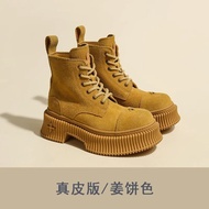 รองเท้าบูท Martin ผู้หญิง2023ใหม่ Sepatu BOOT Pendek สไตล์อังกฤษ SMFK รองเท้าบูทรูบาร์บส้นหนา