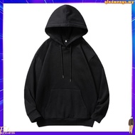 [L-9XL] Plus Size Hoodie Men Korean Long Sleeve Drawstring Patchwork Black Grey Hoodies with Kangaro