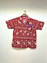 เสื้อฮาวายลายช้าง ผ้าแมมเบิร์ต ใส่ไม่ร้อน งานไทย 100%