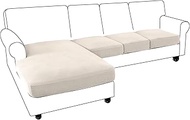 LiveGo Sectional Couch Covers 4 Pieces Sofa Seat Cushion Covers L Shape Separate Cushion Couch Chaise Cover Elastic Furniture Protector for Both Left/Right Sectional Couch (Ivory, 4 Seater)