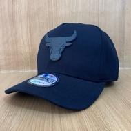 Chicago Bulls Iron Logo Premium Baseball Cap Full Black Bull Head/ on Black