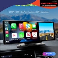 TRINITY 10.26 Inch 4K Car Dashboard Dash Cam Carplay & Android Auto Wireless Dual Camera Video Recor