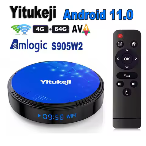 Yitukeji W2 PLUS Android 11 TV Box Amlogic S905W2 2.4G 5G Dual Brand Wifi BT 4K HDR H.265 3D 16GB 32