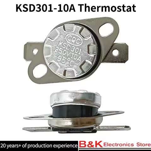 2PCS/Bimetal Thermostat KSD301 0C~350C Temperature Switch Thermal Control 75C 85C 95C125C 135C 145C 