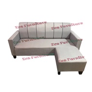 Fabric Grey Sofa 3 Seater Free 1 Stool L Shape Sofa Kain