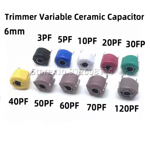 10PCS/Lot 6mm Trimmer Variable Ceramic Capacitor Kit JML06 3PF 5PF 10PF 20PF 30PF 40PF 50PF 60PF 70P