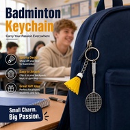 Creative Badminton Keychain Alloy Racket Pendant Student Backpack Charm Gift I6N8