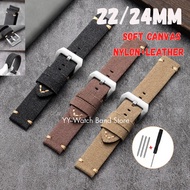 22/24mm Soft Canvas Nylon Leather Watch strap for PMA Denim Strap Universal Men Women Sport Wristbel
