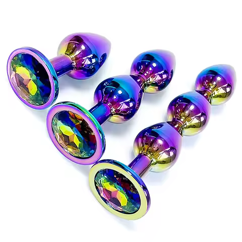 Metal anal plug Gem base butt plug anal massage dilatancy toys Adult masturbation sexual wellness g-