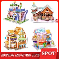 ✘☄4 packed 3d three-dimensional puzzle toys 3.-8-year-old boy girl diy handmade paper house stitched