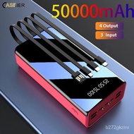 50000mAh PowerBank with Cables For iPhone 40000mAh External Battery Powerbank For Xiaomi Portable Po