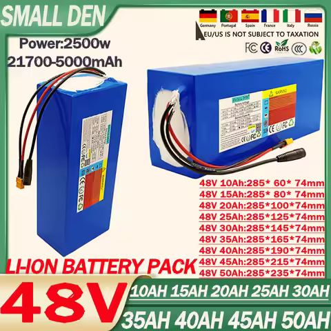 48V 50Ah 45Ah 40Ah 35Ah 30Ah 25Ah 20Ah 15Ah 21700 Lithium battery pack 2500W High Power&capacity 54.