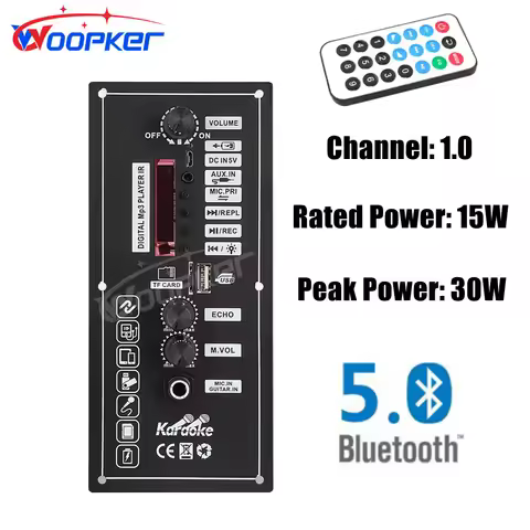 Woopker A803 3.7V Battery Power Amplifier Board AMP Support Bluetooth 5.0 AUX TF-Card U-Disk Mic Inp