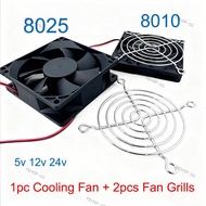 Cooling Fan with Fan Grills 80mm 5V 12V 24V 8010 8025 DC Brushless Cooling Fan For Computer mini Fan