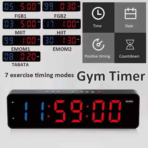Gym Timer with Remote 7 exercise timing Gym Interval Workout Count Down & Up Stopwatch LED Display D
