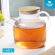 One Two Cups Heat Resistant Glass Teapot Borosilicate 1.45L - BR-384 - Transparent