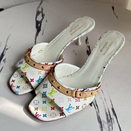 LV 村上隆白三彩低跟涼鞋