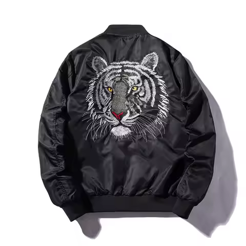 New Bomber Mns Jackets Embroidery Golden&white tiger Jacket Mens MA1 Pilot Bomber Jacket Male Embroi