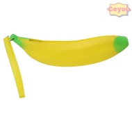 CEYOU Banana Zero Wallet, Silicone 2.36*7.87 Inch Silicone Pen Bag, Creative Yellow Banana Shape Pen