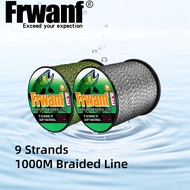 Frwanf 9 Strands 1000M Braided Fishing Line PE Line X9 Braid Line 15-110LB Spot Line Black&White/Yel