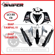[FULL TANAM ] SNIPER COVERSET LC LC135 V2 JUPITER MX SILVER BLACK / HITAM PERAK JUPITER MX