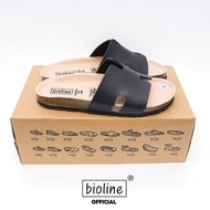 PUK04 - Dép Đế Trấu BIOLINE Official Quai Da Pu Chữ H Lót Pu Kem Chống Nước