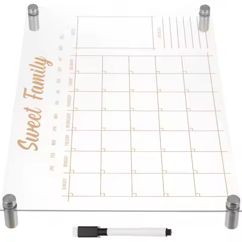 1 Set Clear Acrylic Whiteboard Desk Dry Erase Board Weekly Planner Magnetic Calendar for Office Home