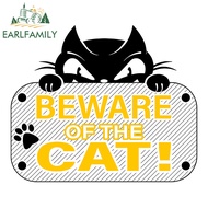 EARLFAMILY 13cm Cute Black Cat Car Sticker Beware of The Cat Warning Cartoon Decal Funny Trunk Carav