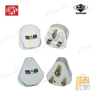UMS 13A 15A 3 Pin Bakelite Fused Plug Top White Plugs Heavy Duty SIRIM Approved Unbreakable Quality 