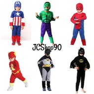 Costume For Kids (CaptainA,Hulk,Spider,Flash,BatmanGray,BatmanBlack)