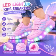 XONGT roller skates kids double-wheeled Heelys girls roller shoes kids LED shoes removable wheels sh