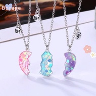 BORRAONE 3Pcs BFF Necklaces, Friendship Jewelry Alloy Matching Heart Pendant Necklace, Cute Friendsh