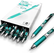 Pentel EnerGel RTX Retractable Liquid Gel Pen Metal Tip, 12 Pack, (0.7mm), Medium Line, Turquoise Blue (BL77-S3)