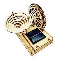 (EJVF) 3D Wooden Marble Run Track Solar Powered DIY Puzzle Model Assembly Kit Mechanical Gear Buildi