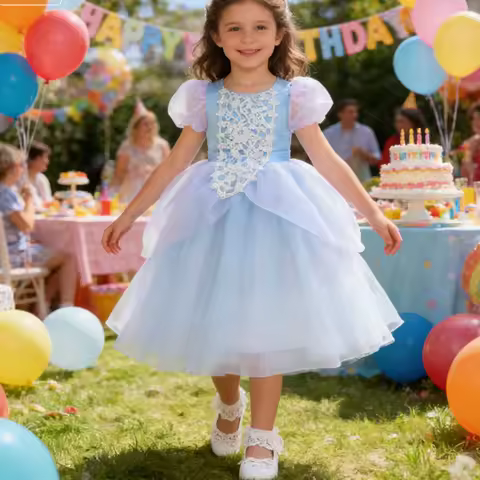 Easter Girls Cinderella Cosplay Costume Blue Princess Dress Cinderella Fancy Flower Pageant Vestidos