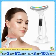 CkeyiN EMS Ultrasonic Face Neck Lifting Machine Cold and Hot Compress LED Photon Skin Tighten Reduce Double Chin Anti Wrinkle