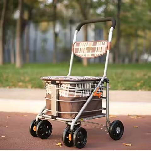 Four-wheel Walking Assist Rollator Walkers Lightweight Aluminum Fold Mobility Shopping Walkers Rolla
