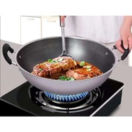 40cm/42cm/44cm Kuali 304 Food Grade 5Layer Stainless Steel Honeycomb Penetrating Non-stick Uncoated 