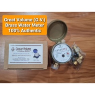 Great Volume Water Meter Authentic / GV Brass Metal Water Submeter with Coupling 1/2" 15mm Sub meter