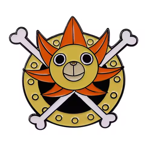 Anime One Piece Thousand Sunny Hard Enamel Pins Collect Pirate Ship Sun Metal Cartoon Brooch Backpac