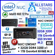 (ALLSTARS : NUC PROMO) Intel NUC12WSHi7 + 32GB DDR4 3200MHz RAM + 1TB Gen4x4 NVME SSD + Unactivated Win11 Complete Mini PC (i7 1260P /Dual HDMI 2.0b, Dual DP1.4a via Type C / Front:2xUSB3.2, Rear:2xUSB4 type-C, 1xUSB3.2, 1xUSB2) / WIFI6E + BT5.0) NUC12WSH