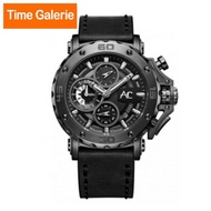 Alexandre Christie ALCW9205MCLEPBA Chronograph Black Dial with Black Leather Strap Analog Men's Watch