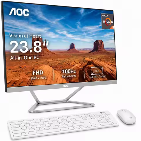 Aoc 23.8" All-In-One Pc Bundle, Amd Ryzen 5 3500U, 16Gb Ram, 512Gb Ssd, Radeon Vega 8 Graphics, Fhd 