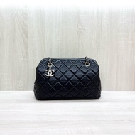 CHANEL黑色銀鍊羊皮肩背雙層豆腐包