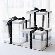 TRANSPARENT CAKE BOX 8/10/12inch 1-5 tier Extra Thick Kotak Hantaran Flower box birthday gift packaging wedding hantaran