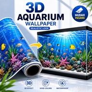 【Ready Stock】3D Aquarium Fish Tank Wallpaper Background Poster Sticker 1ft*2ft