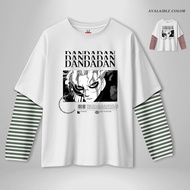 MACDEER Oversized Long Sleeve White Double Layer White Tshirt Anime Dandadan Okarun C5