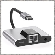 Type-C to Ethernet LAN Network Adapter Hub USB C to 3.5mm Audio PD Fast Charging Docking Station for